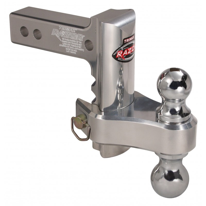 TRIMAX 6" Aluminum Adjustable Hitch with Dual Hitch Ball and Receiver Adjustment Pin TRZ6ALRP