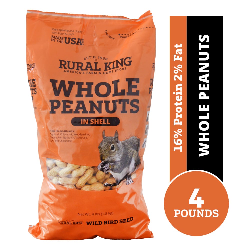 Rural King Whole Peanuts in Shell, Wild Bird Seed, 4 lb. Bag