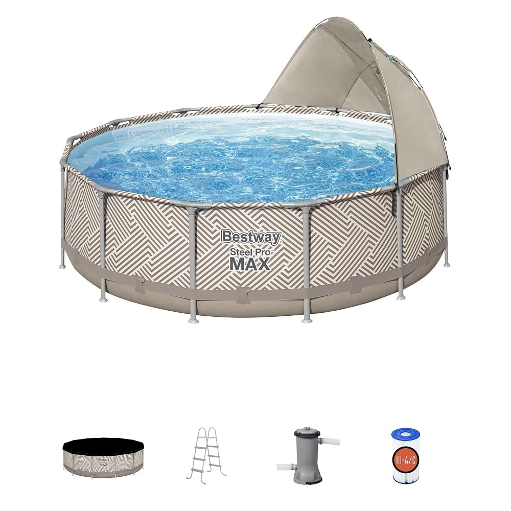 Bestway® Steel Pro MAX 13' x 42" Round Above Ground Pool Set with Canopy - 561FXE