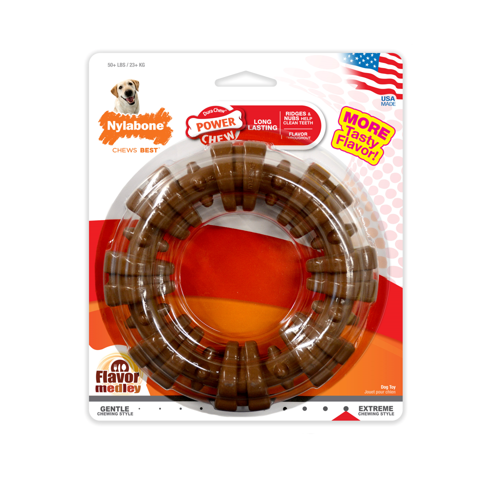 Nylabone DuraChew Textured Dog Chew Ring, Flavored Medley, X-Large/Souper, 1 Count  - NCF315P