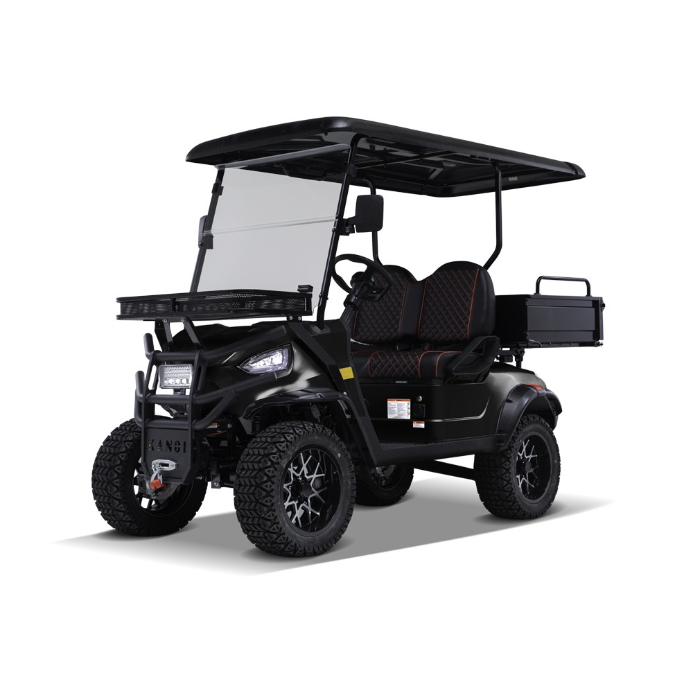 Kandi 2 Seat Ranch Cart with 2" Hitch Receiver and Tilting Rear Dump Bed, Black - RK2PAGM-BK