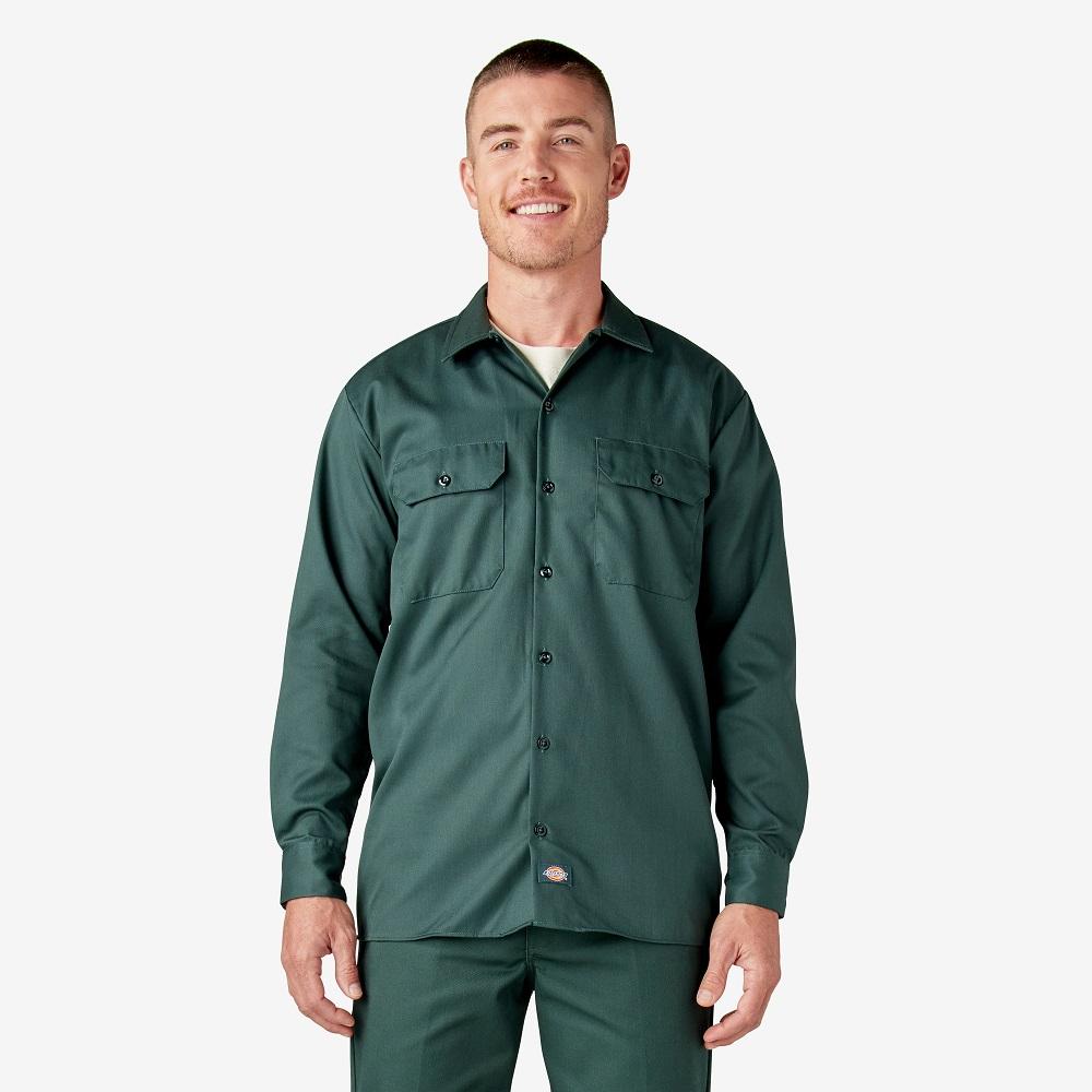 Dickies Mens Long Sleeve Work Shirt, Hunter Green - 574DS | Rural King Dickies Mens Long Sleeve Work Shirt, Hunter Green - 574DS | Rural King