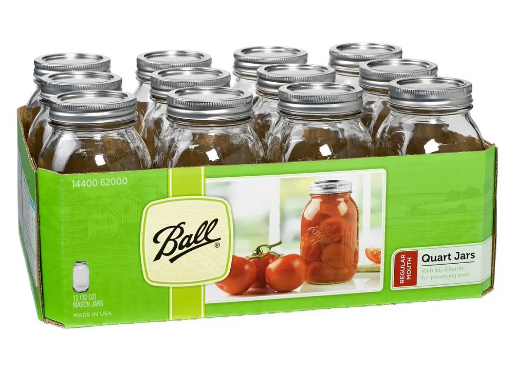Ball Quart Size Regular Mouth 32 oz. Mason Canning Jars, 12 Pack