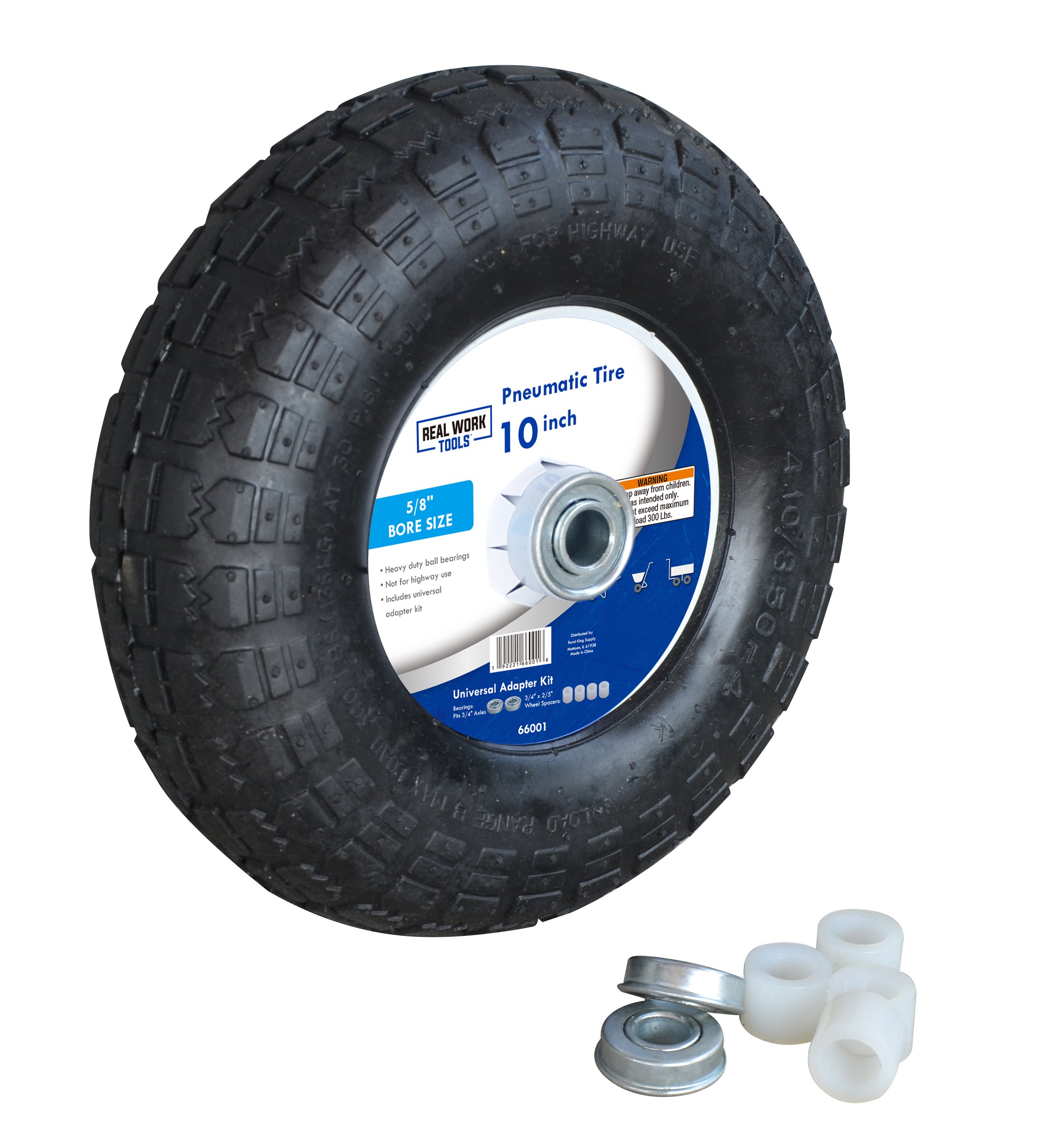 Pneumatic 10 inch Tire w/Universal Bearing Kit