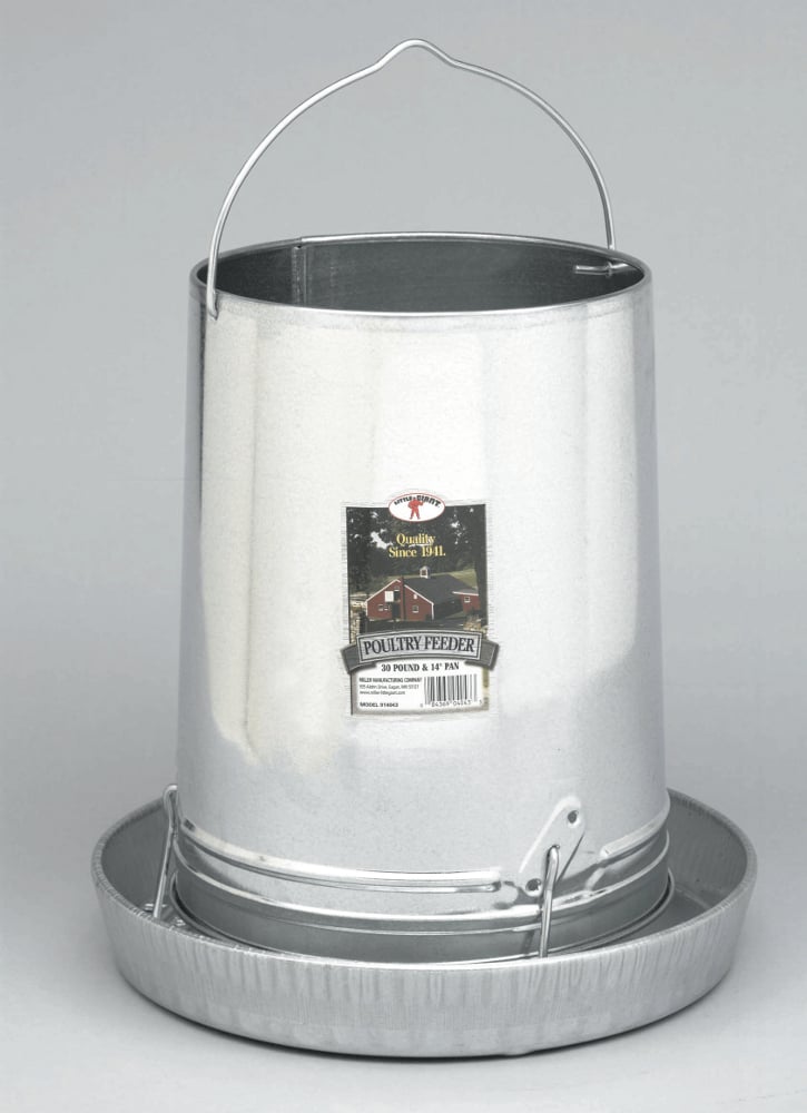 Little Giant 14" Galvanized Hanging Poultry Pan Feeder, 30 lb. Capacity - 914043