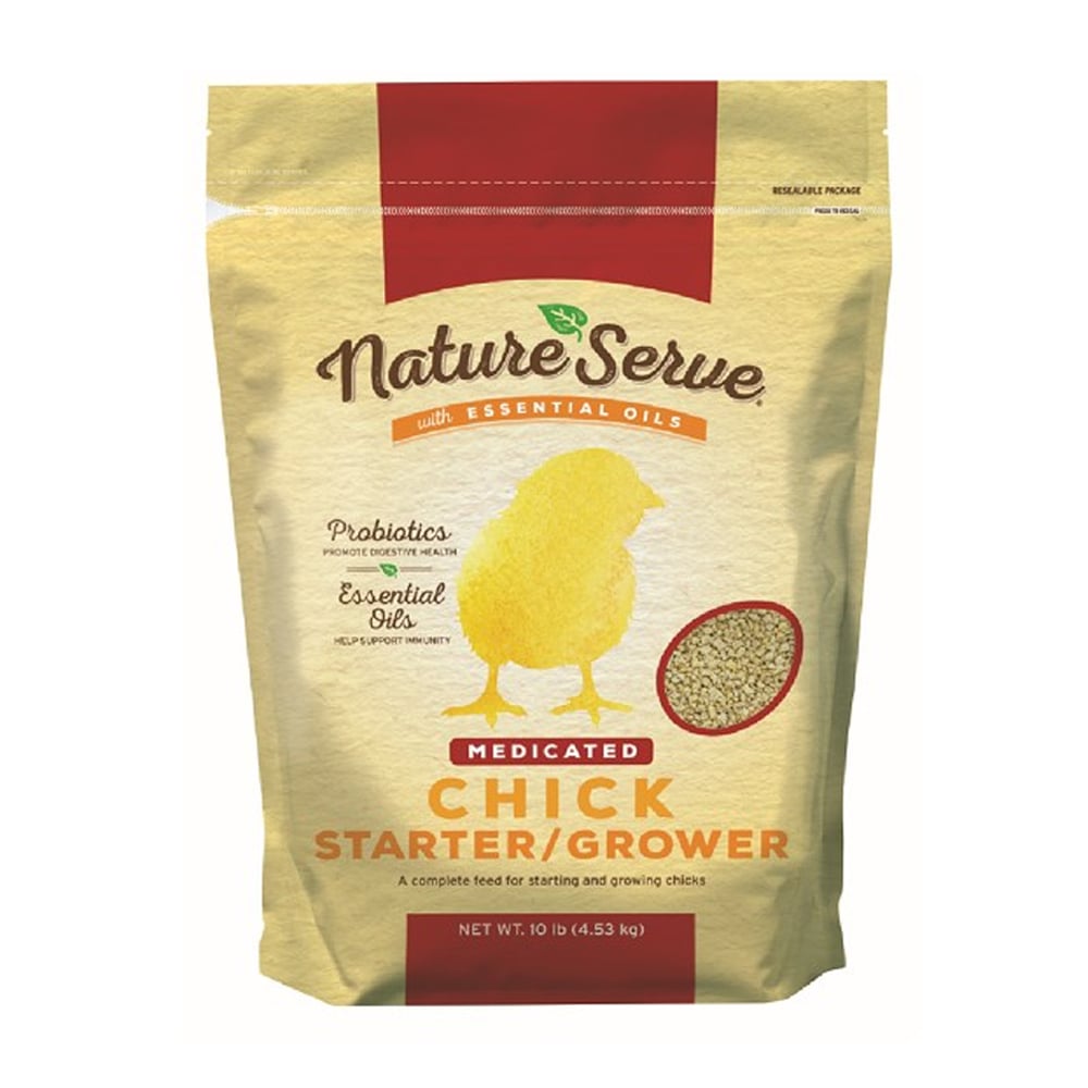 NatureServe Medicated Chick Starter/Grower with Essential Oils, 10 lb. Bag