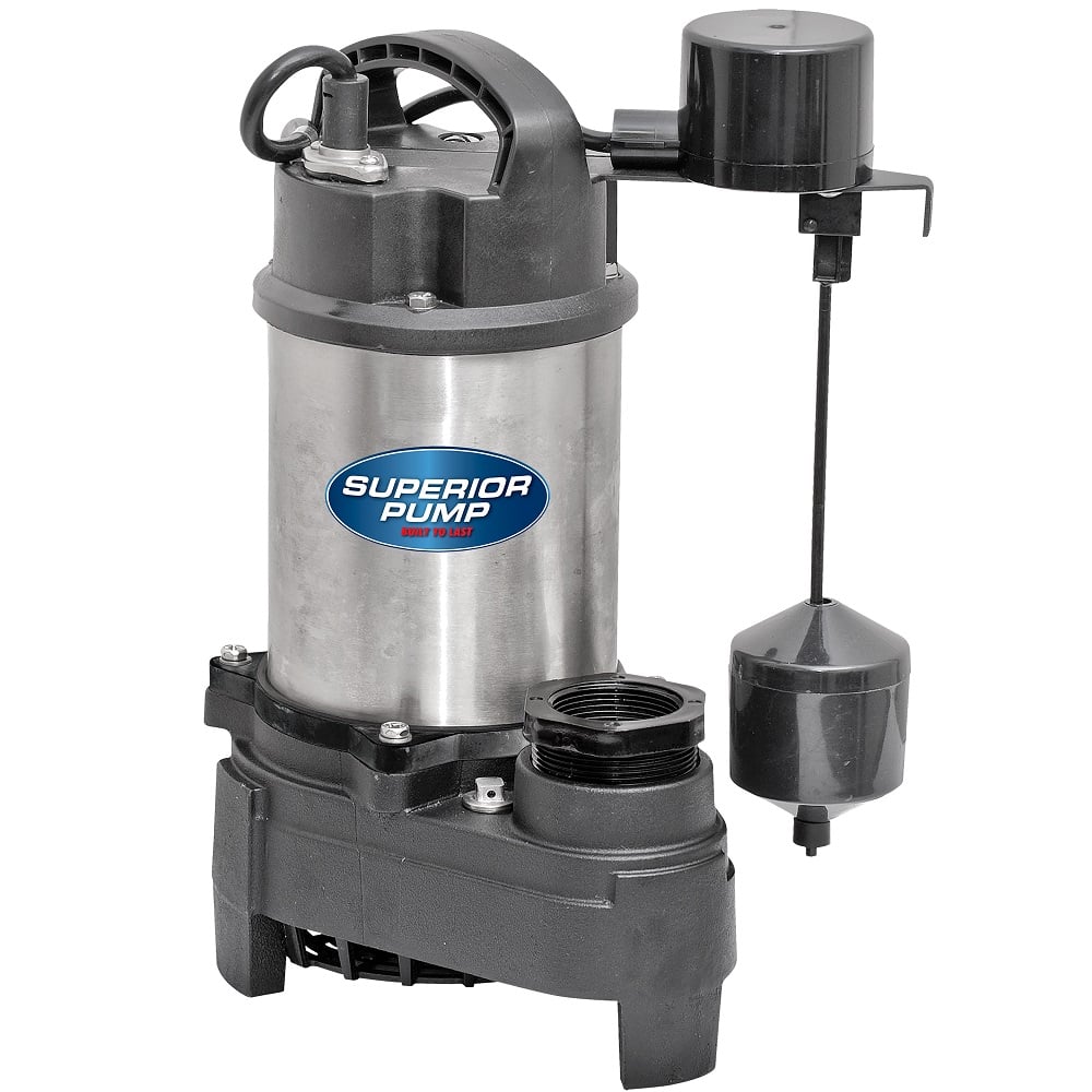 Superior Pump 3/4 HP Stainless Steel & Cast Iron Submersible Sump Pump with Vertical Float Switch - 92751