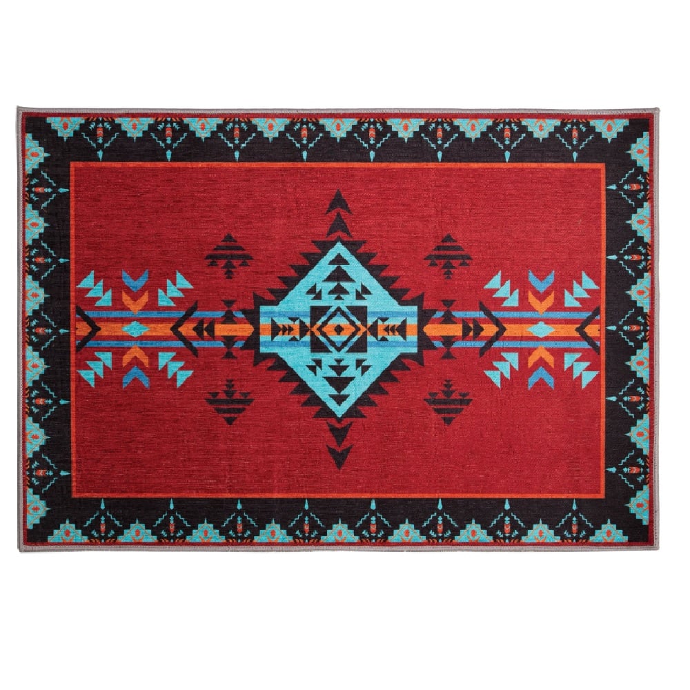 Carstens Red Southwestern Small Area Rug Doormat, 24" x 36" - JB6903