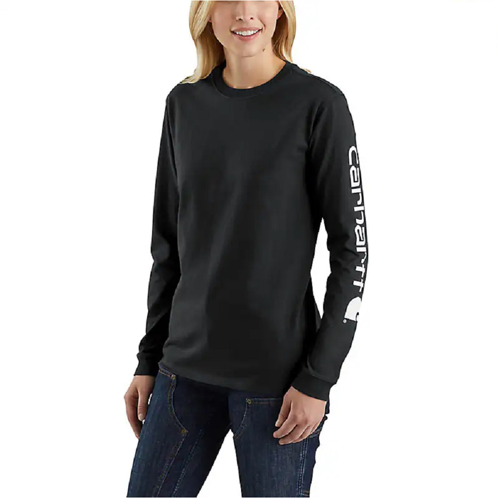 Carhartt® Women's Loose Fit Heavyweight Long-Sleeve Logo Sleeve Graphic T- Shirt, Black - 103401-001 | Rural King