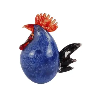 Alpine Blue Handmade Glass Rooster - HTO146HH-BL