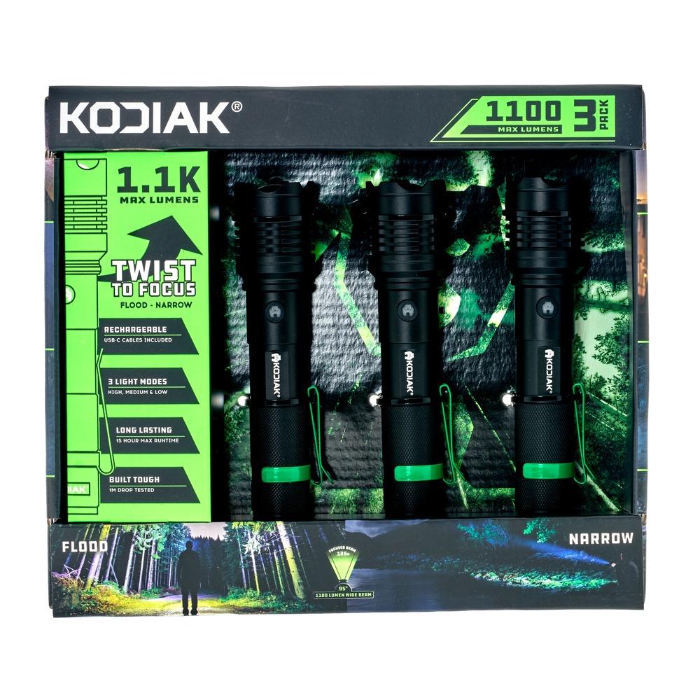 Kodiak 1100 Lumen Flashlight, 3 Pack - RK-1.1KFLX3-24 | Rural King Kodiak 1100 Lumen Flashlight, 3 Pack - RK-1.1KFLX3-24 | Rural King
