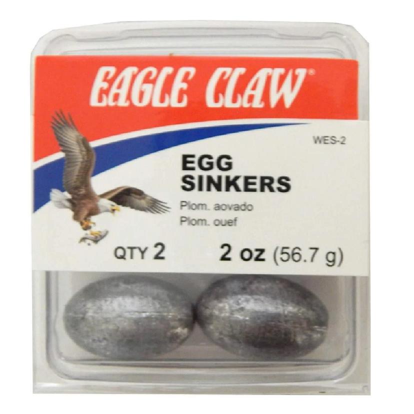 Eagle Claw 2 oz. Egg Sinkers, Lead, 2 Pack