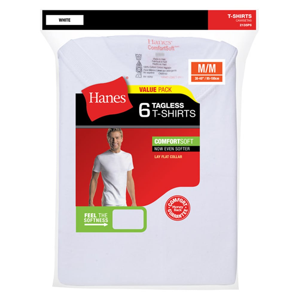 Hanes Men's FreshIQ ComfortSoft Crewneck Undershirt, 6 Pack - 2135P6