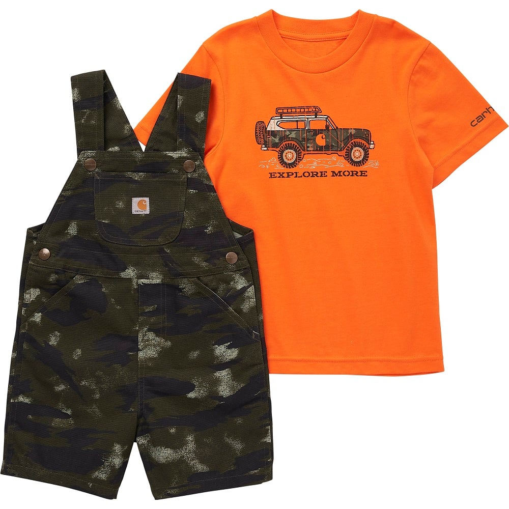 Carhartt® Infant and Toddler Short Sleeve T-Shirt and Canvas Camo Shortall Set - CG8853-CR14