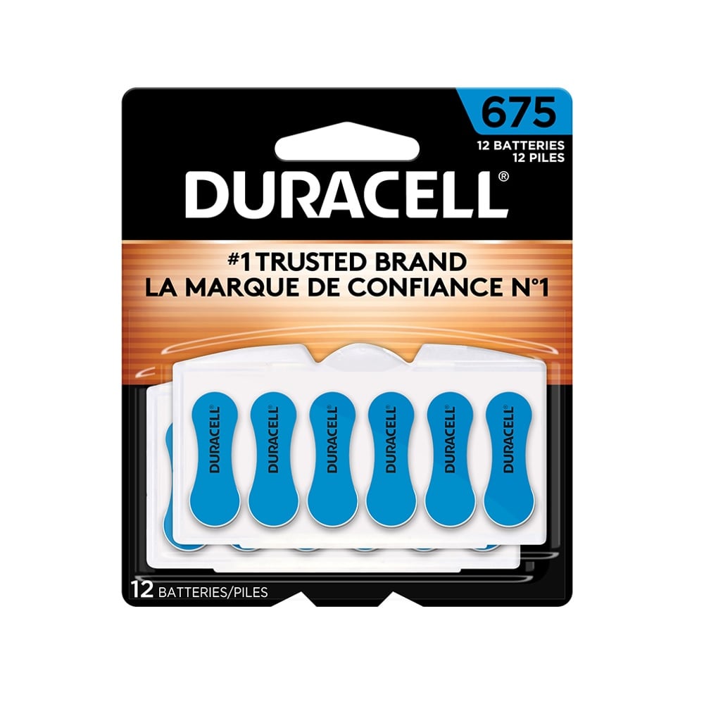 Duracell Size 675 Blue Hearing Aid Batteries, 12 Pack