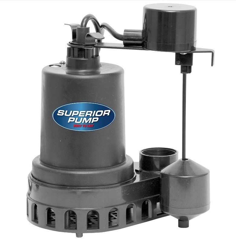 Superior Pump 1/2 HP Submersible Thermoplastic Sump Pump with Vertical Float Switch - 92572