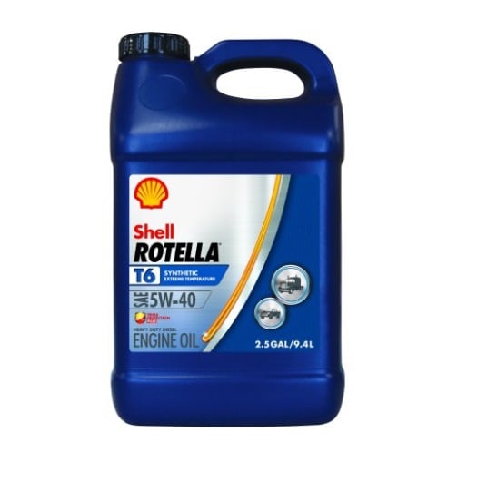 Shell Rotella T6 Synthetic Diesel 5W-40 Motor Oil, 2.5 Gallon -550046215