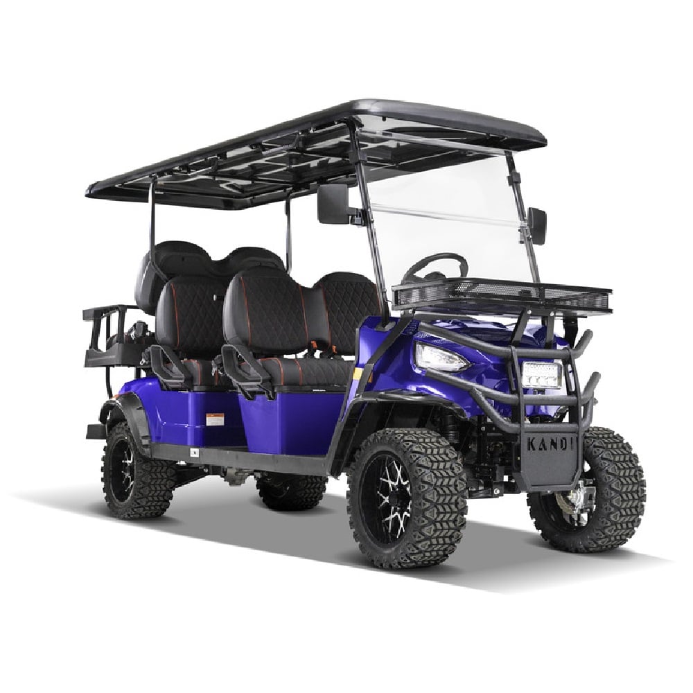 Kandi Kruiser 6 Seat Golf Cart with 7" LCD Screen, Back Up Camera, and Electric Power Steering, Blue - RK6PAGM-LCD-B