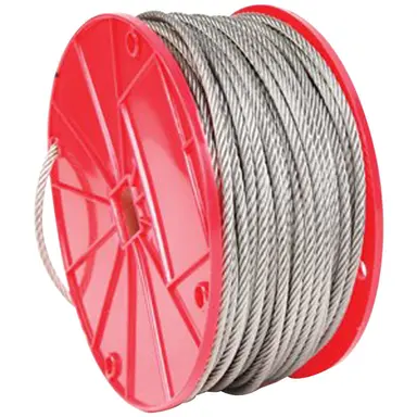 Clear Vinyl Coated Wire Rope Cable - 3/64" To 1/16", 7x7 Strand, 250 Ft Reel