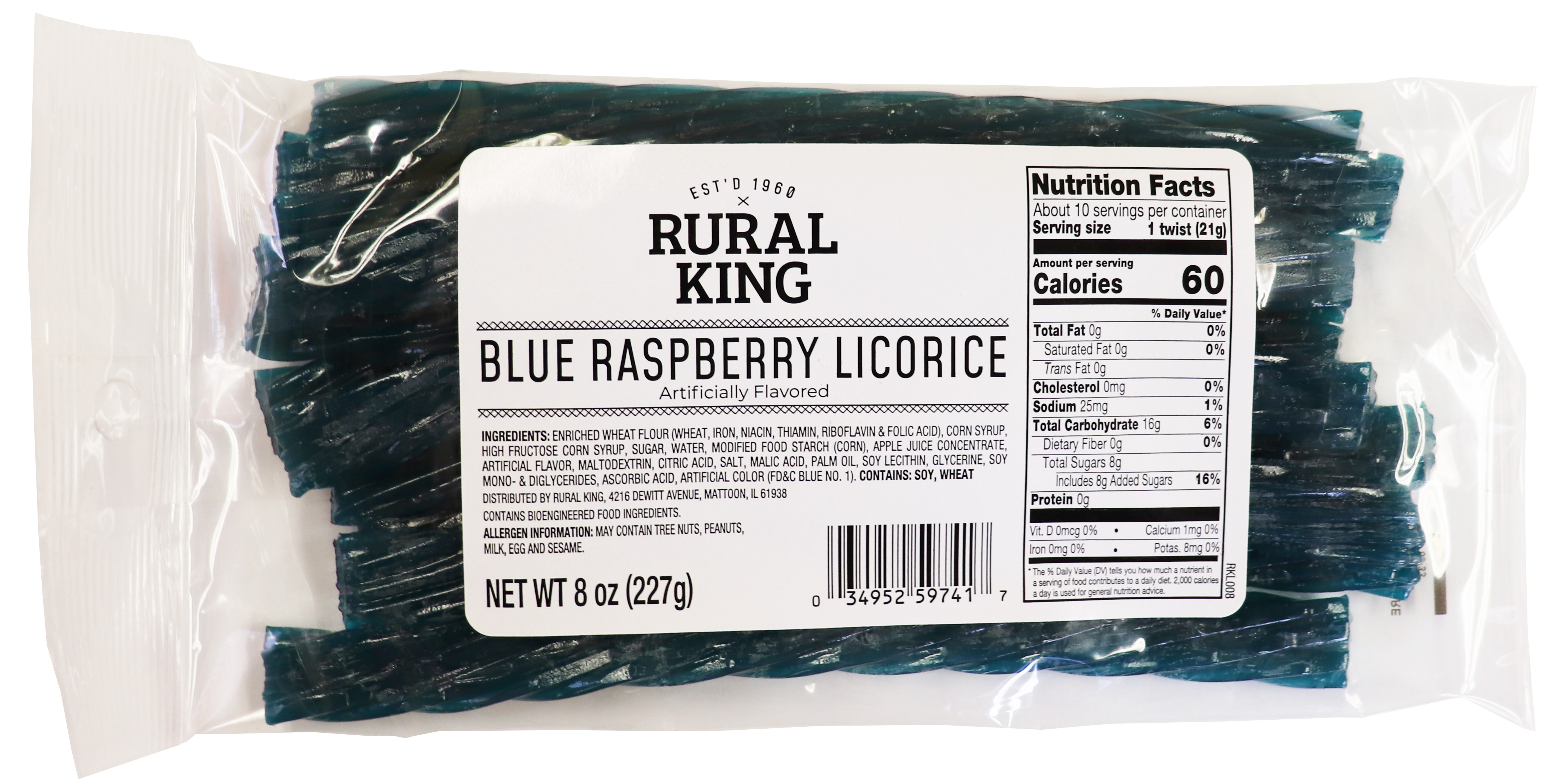 Rural King Blue Raspberry Licorice, 8 oz. Bag