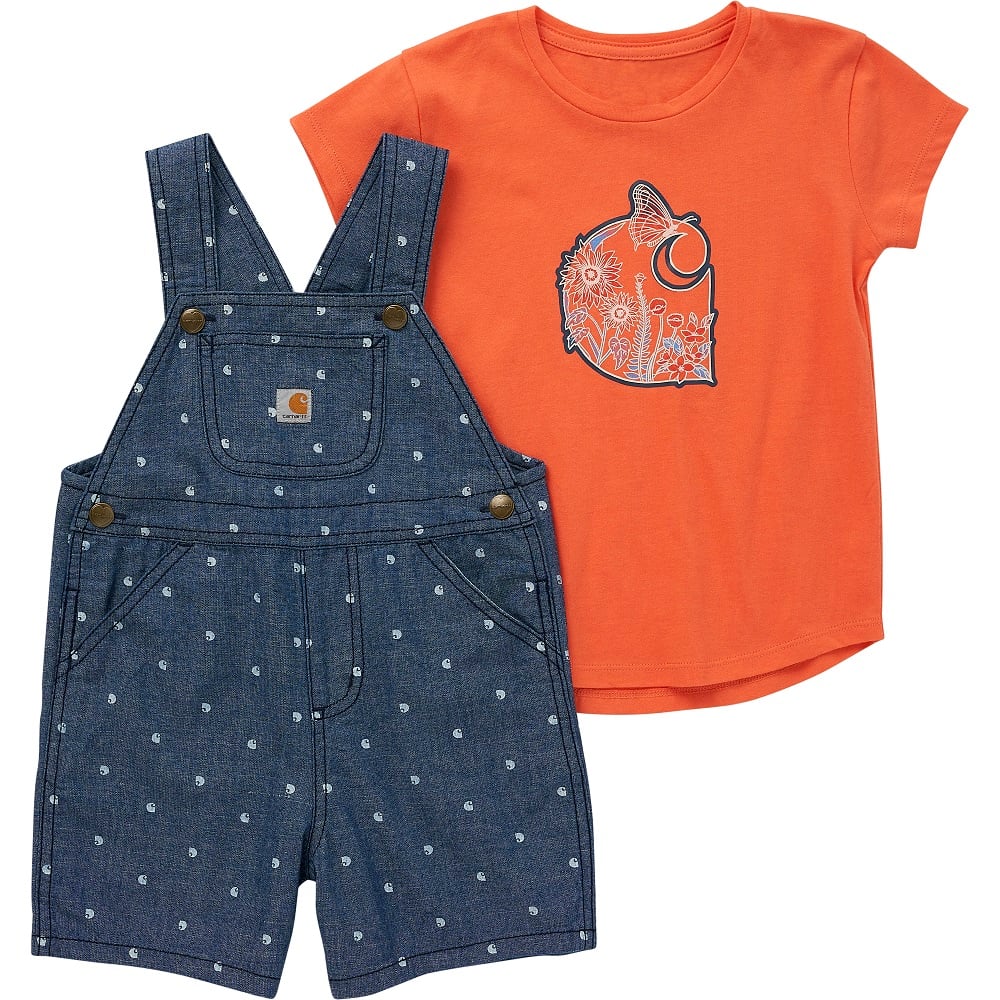 Carhartt® Infant and Toddler Short Sleeve T-Shirt and Chambray Shortall Set - CG9832-N104