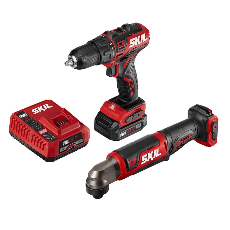 Skil® PWRCore 12 12V Brushless 2-Tool Kit: Drill Driver & Right Angle Impact Driver Kit with PWRJump Charger - CB743001