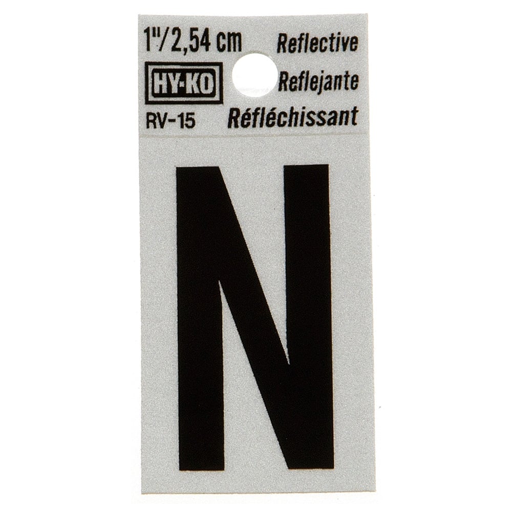 Hy-Ko 1.25In Reflective Letters N - RV-15/N