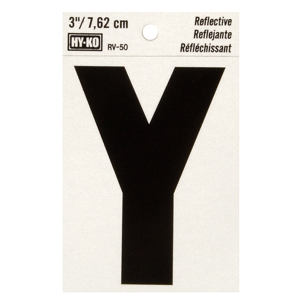 Hy-Ko 3In Reflective Letters Y - RV-50/Y