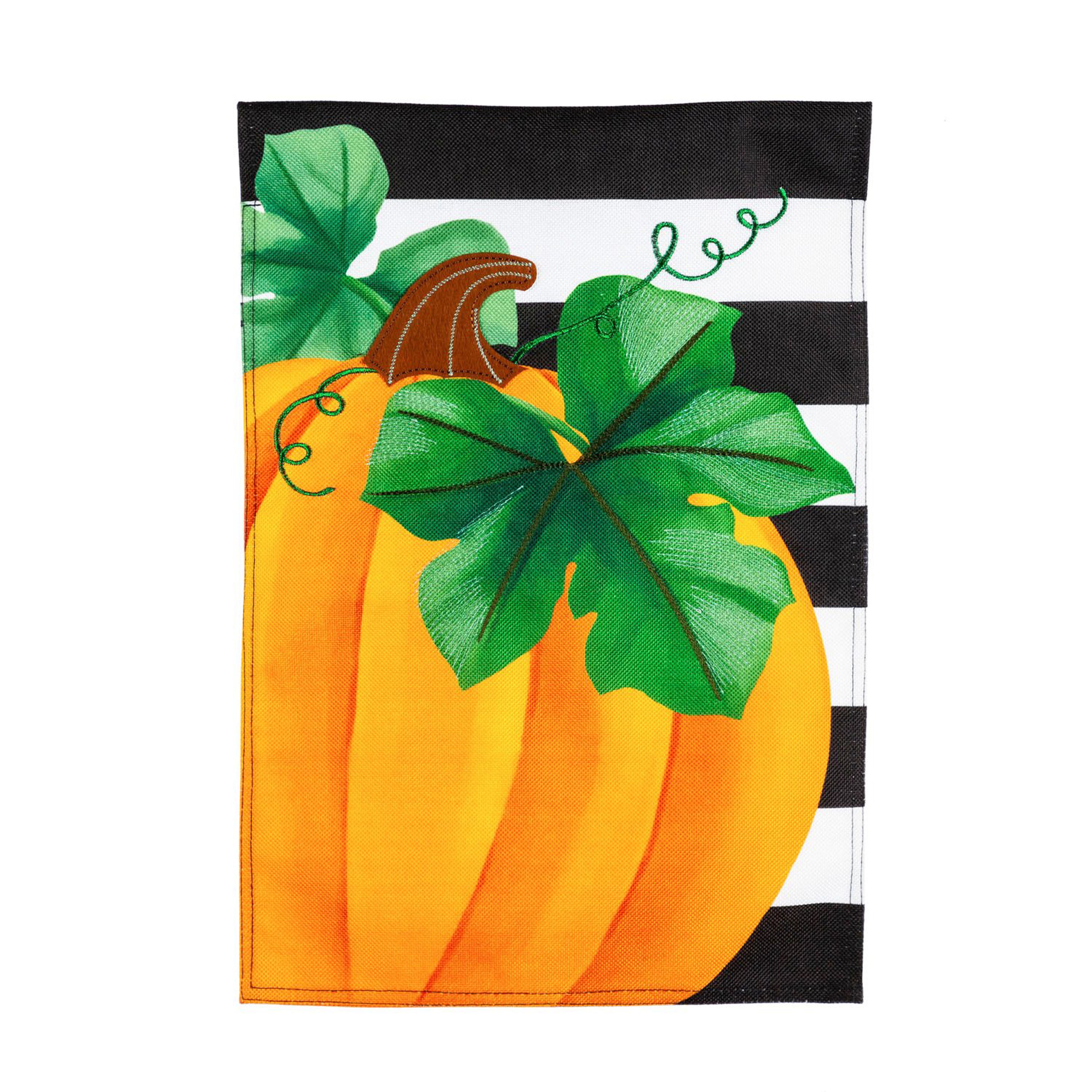 Evergreen Pumpkin Stripe Garden Flag - 14B9898