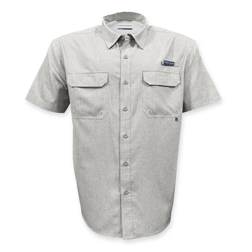 Lincoln Outfitters' Men's Short Sleeve Fishing Shirt, Light Gray Heather - LOPS-E0616 | Rural King