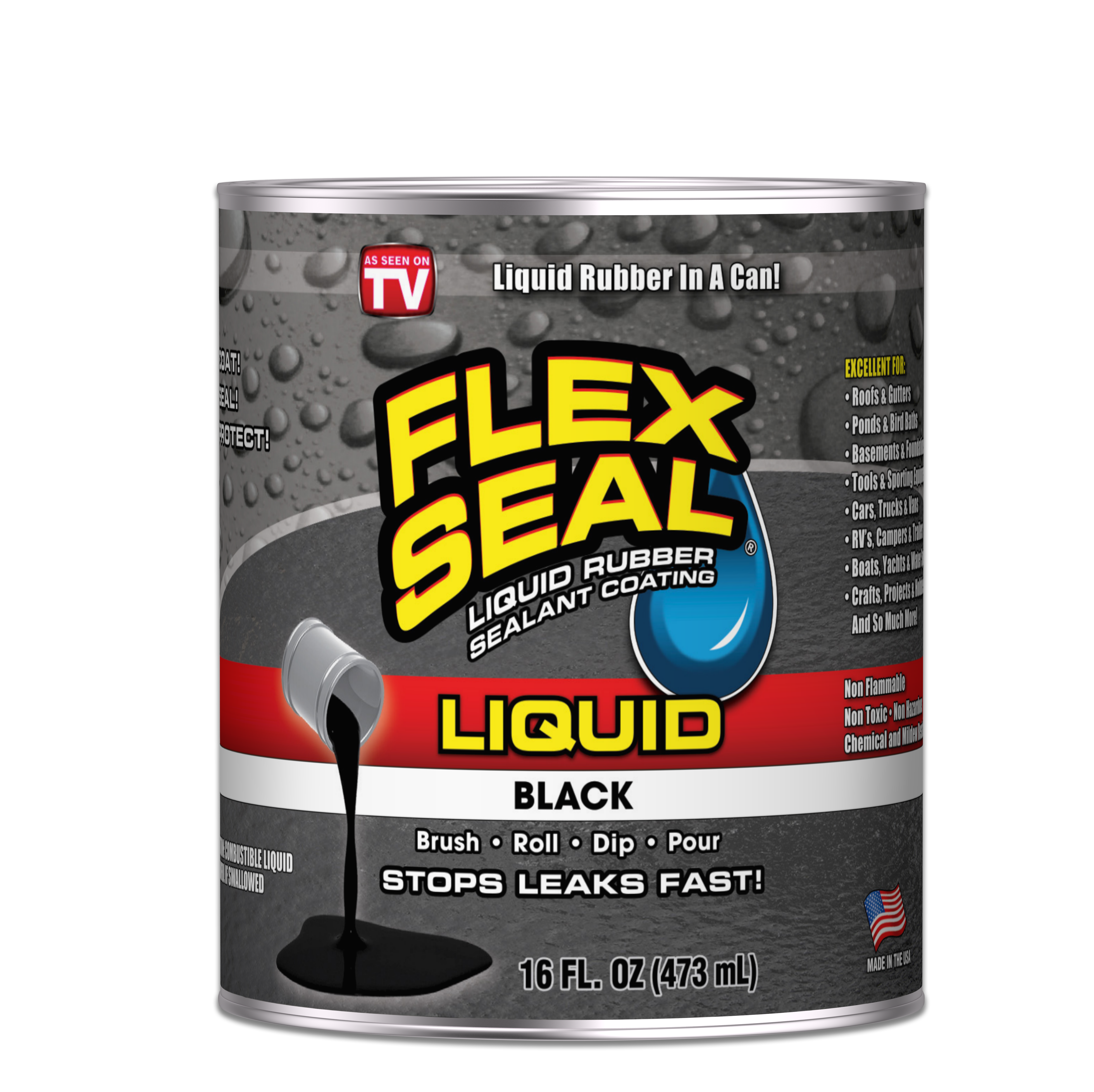 Flex Seal Liquid Flex Seal Black 16oz Can LFSBLKR16