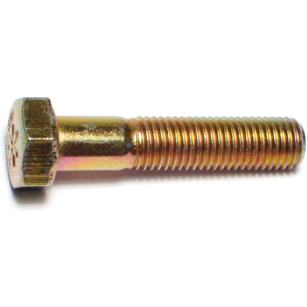 Grade 8 Yellow Zinc Hex Bolt - 5/16-24 X 1 Inch, Fine Thread, Alloy Steel, Full Thread