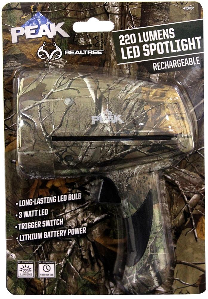 Peak 220 Lumens Realtree Camo LED Rechargeable Spotlight - PKC0T3C ...