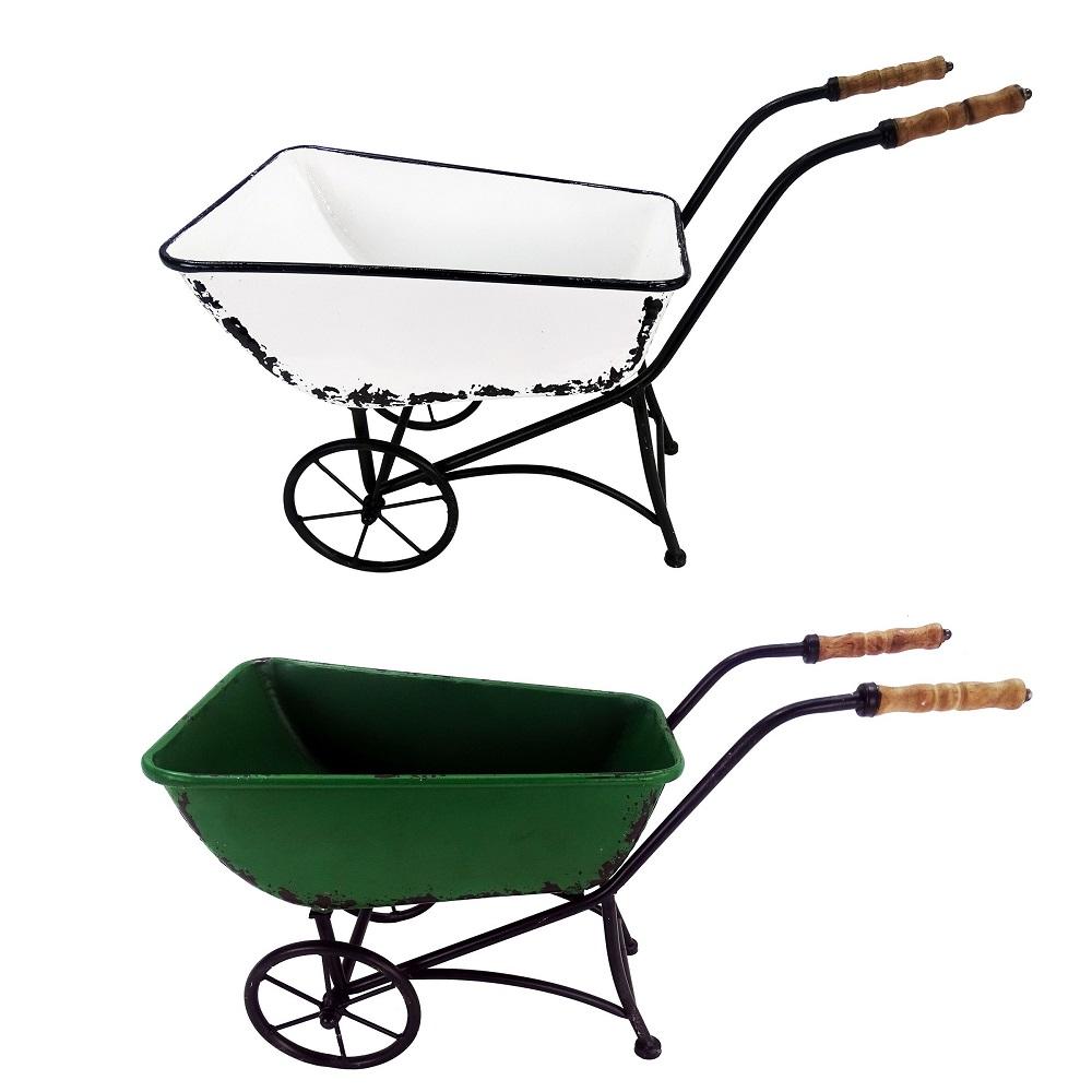 Wheelbarrow Rural King Alpine Assorted Metal White & Green Wheelbarrows Garden Décor - YHL452A ...