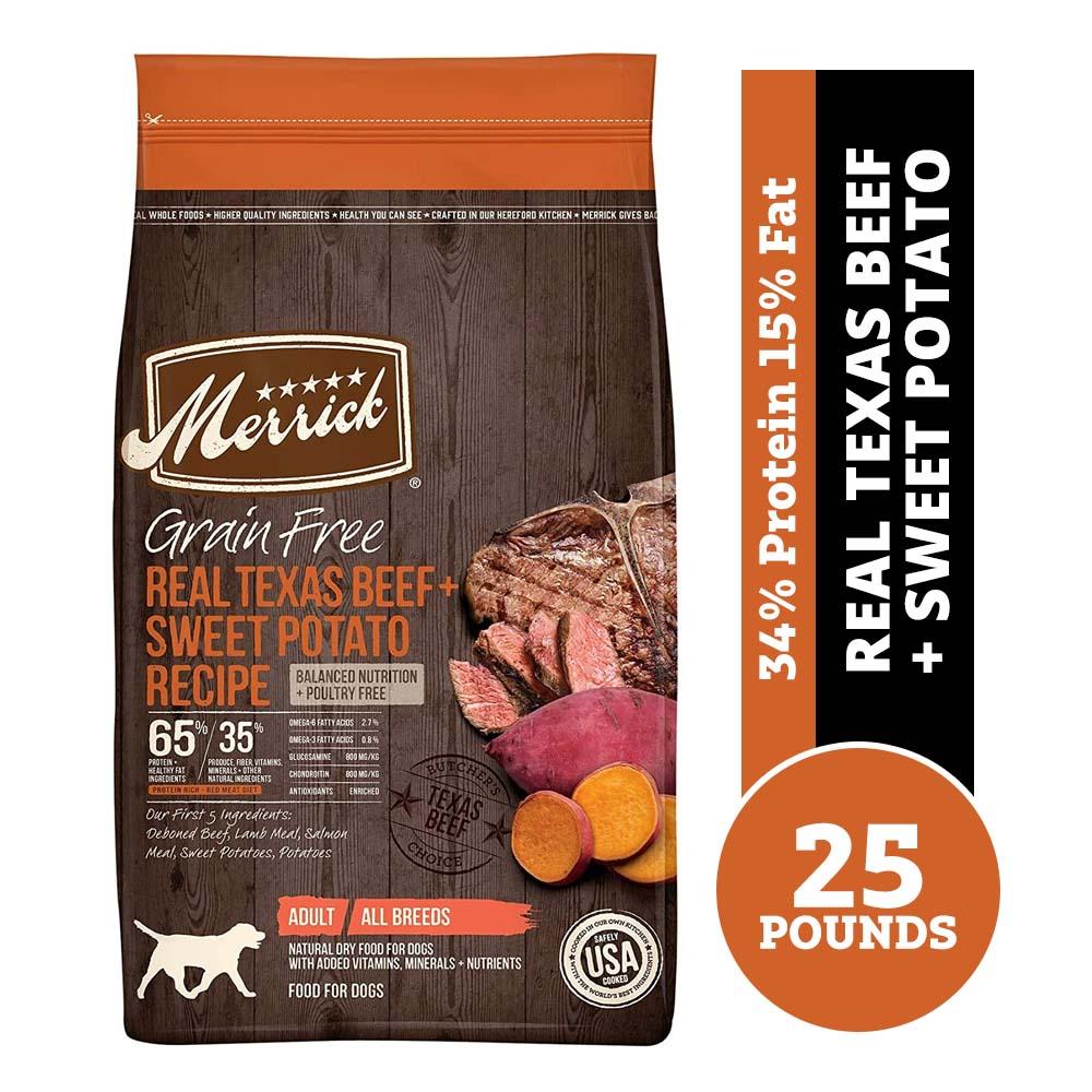 Merrick Grain Free Real Texas Beef + Sweet Potato Recipe Adult Dry Dog ...