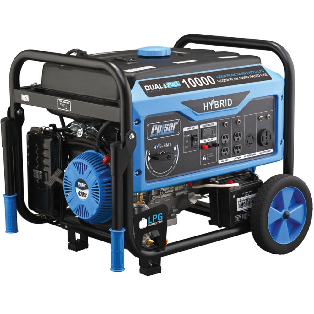 Pulsar 10,000 Watt Dual Fuel Portable Generator with Electric Start ...