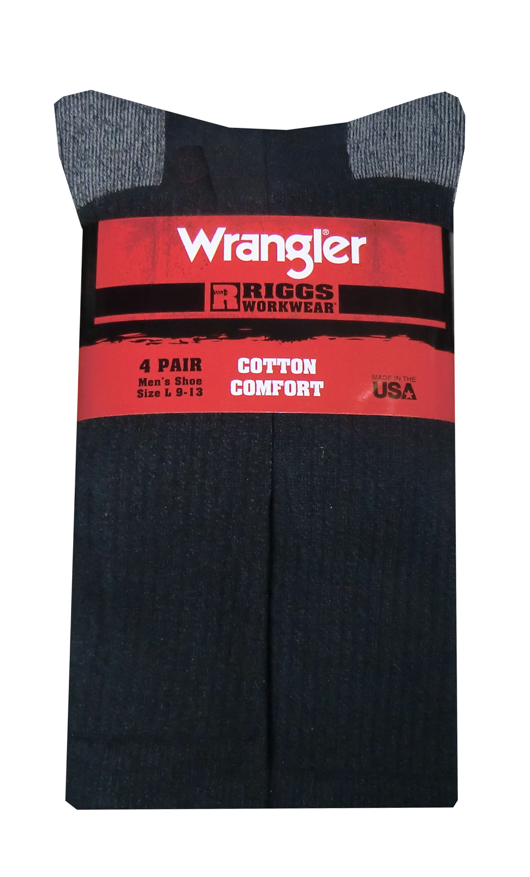 Wrangler Men's Cotton Sock - Large, Black - 4-9434-BL-L | Rural King