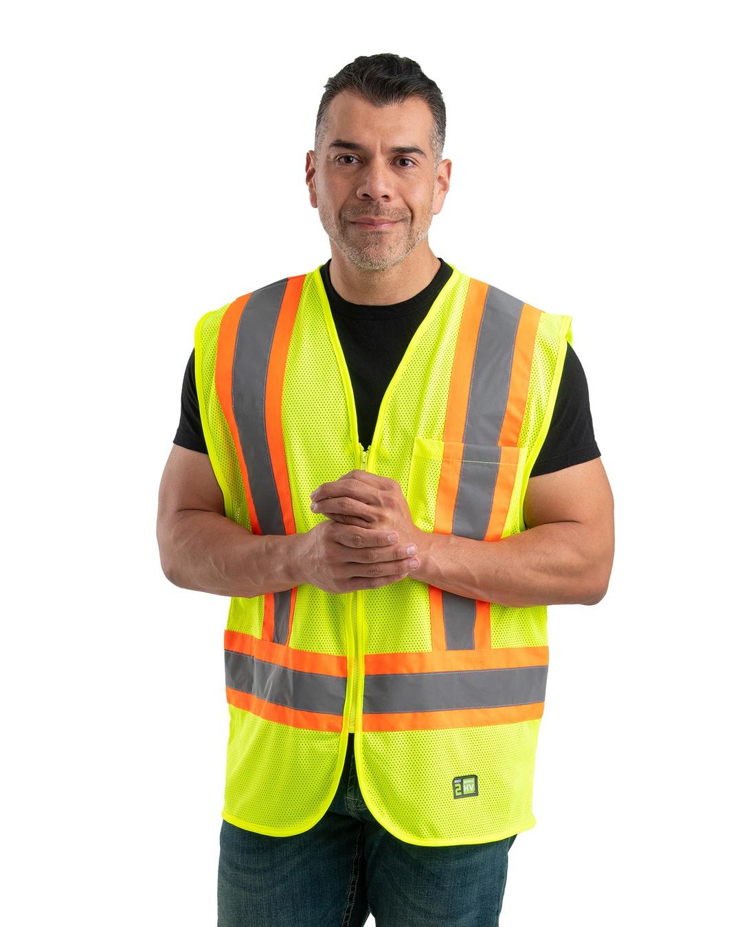 Multi Use Vests Berne Men's Class 2 Hi-Visibility Multi-Purpose Vest - HVV046YWR ...