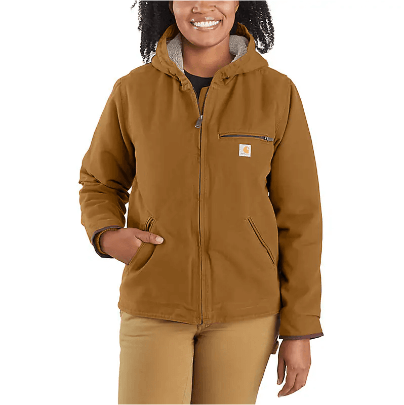 Carhartt Women's Loose Fit Washed Duck Sherpa Lined Hooded Jacket ...
