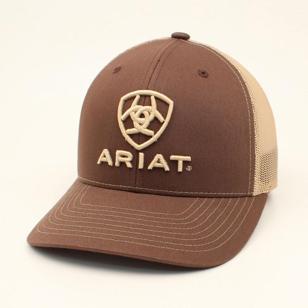 Ariat Men's R112 Cap with Center Signature Logo Shield Brown ...