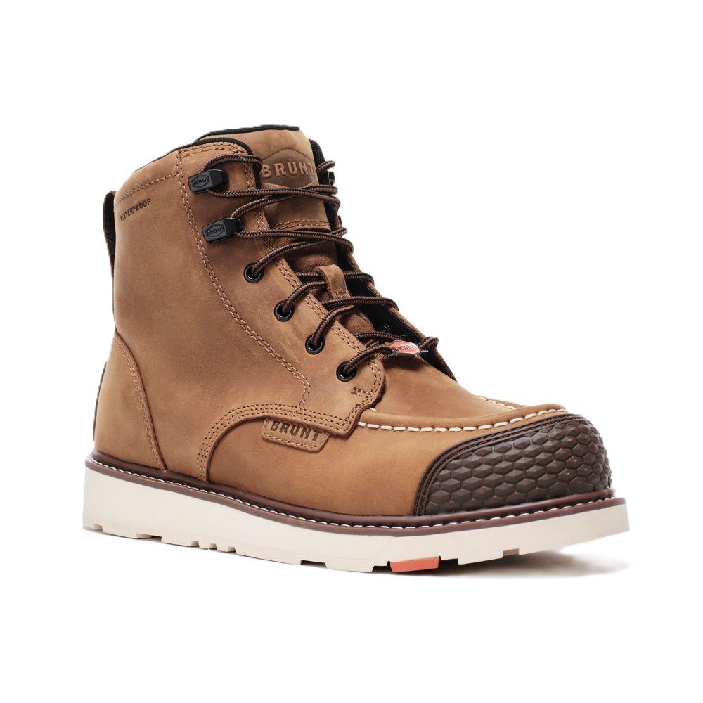BRUNT Marin 6\" Waterproof Brunt Toe Work Boot, Brown, Size 9 Rural King
