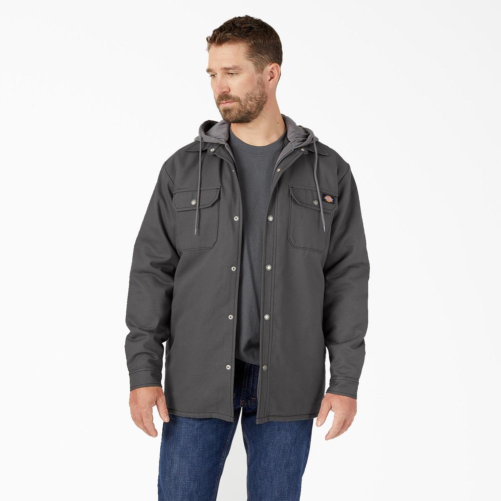 Dickies Mens Fleece Hooded Duck Shirt Jacket W/Hydroshield, Hunter