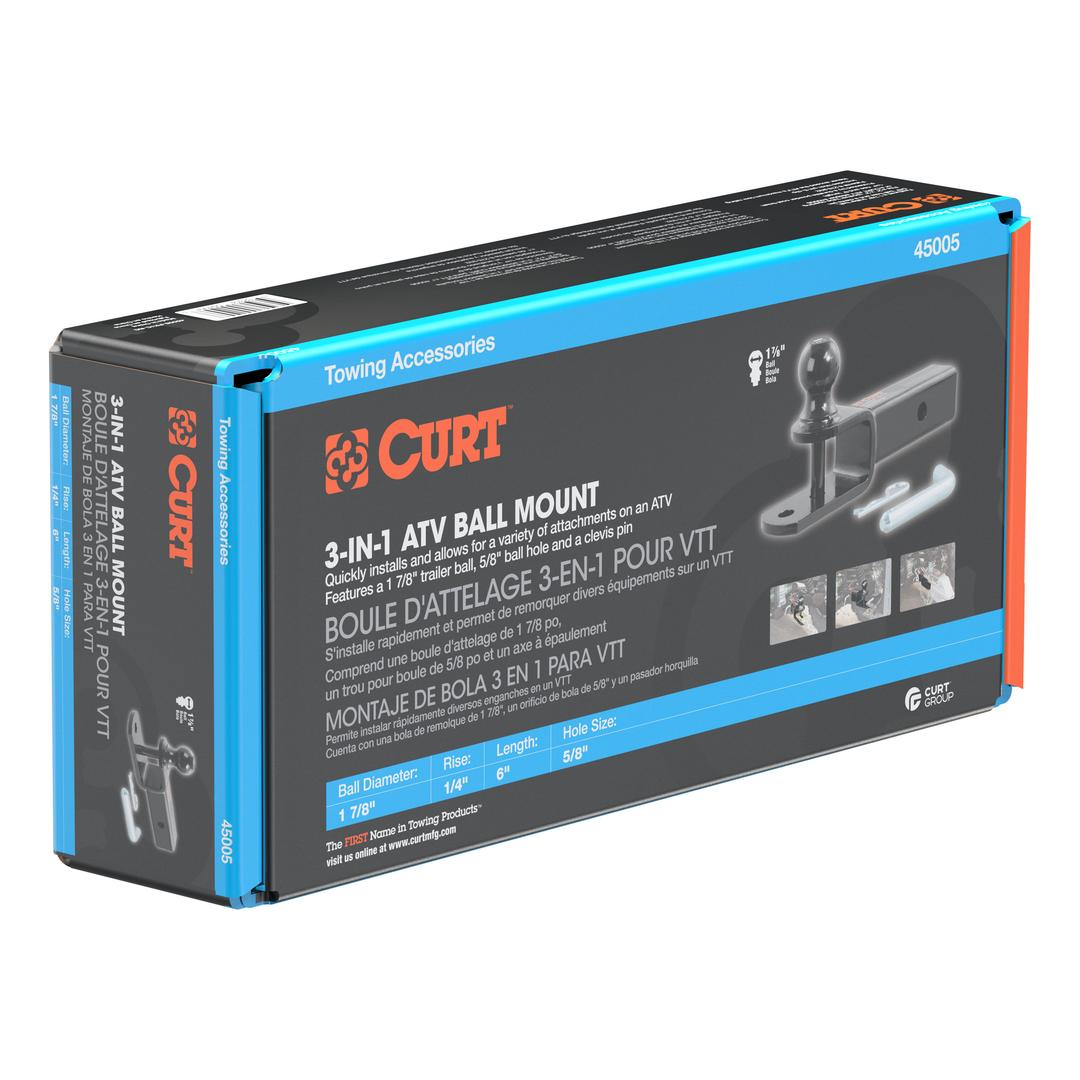 CURT 3-in-1 ATV Ball Mount with 2 Shank and 1-7/8 Trailer Ball Trailer Hitch Ball Mount CURT 3-in-1 ATV Ball Mount with 2 Shank and 1-7/8 Trailer Ball Trailer Hitch Ball Mount