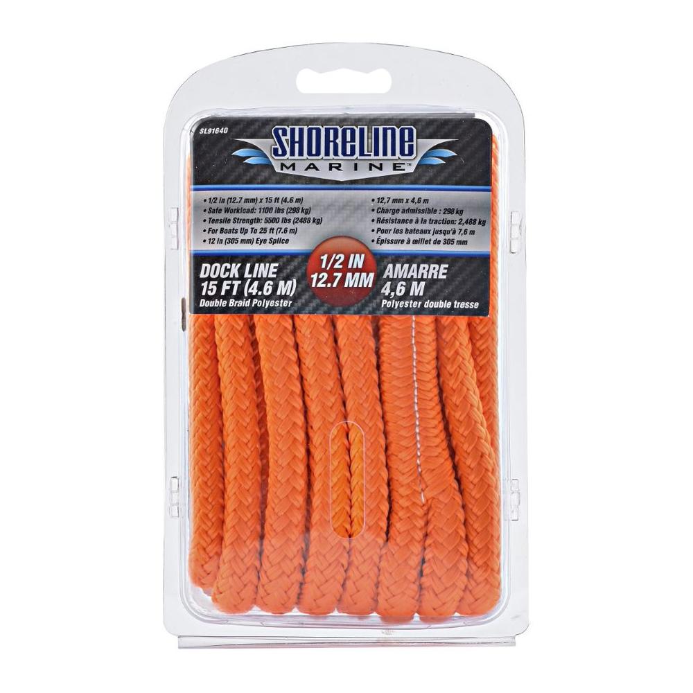 3/8 x 25' Red Solid Braid Nylon Dock Lines - Made in USA 3/8 x 25' Red Solid Braid Nylon Dock Lines - Made in USA